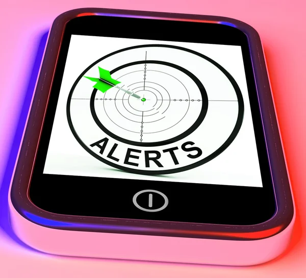 Alertas Smartphone significa recordatorio de teléfono o alarma — Foto de Stock