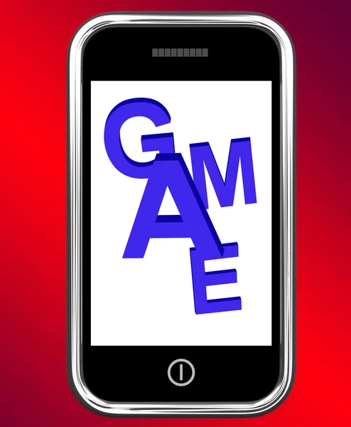Game On Phone Shows Online Gaming Or Gambling — Stock Photo, Image