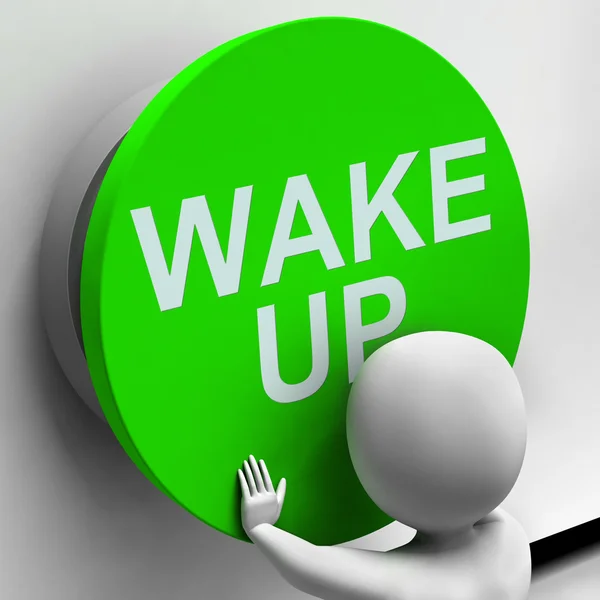 Wake Up Button Means Alarm Awake Or Morning — Stock Photo, Image