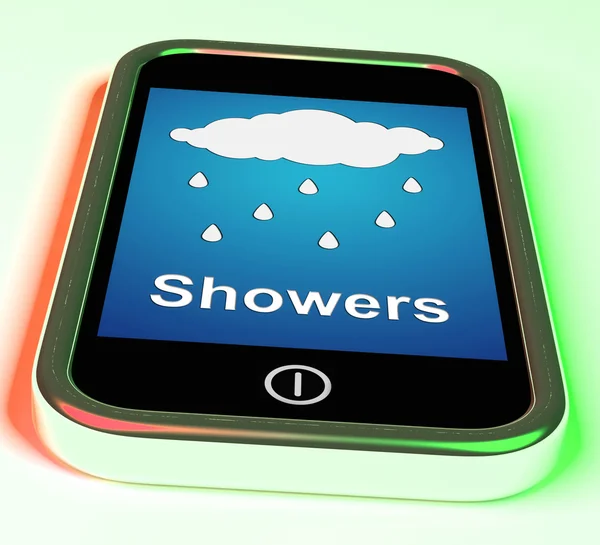 Showers On Phone Means Rain Rainy Weather — Stock Photo, Image