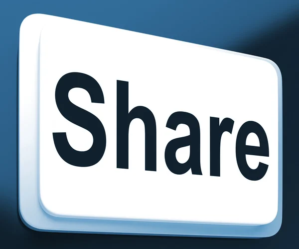 Share Button Shows Sharing Webpage Or Picture Online — Stock Photo, Image