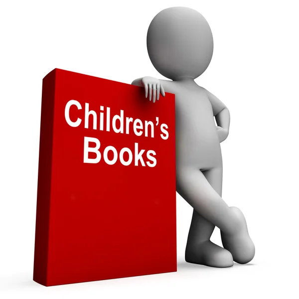 Çocuk kitabı ve karakter gösteren çocuklar için okuma — Stok fotoğraf