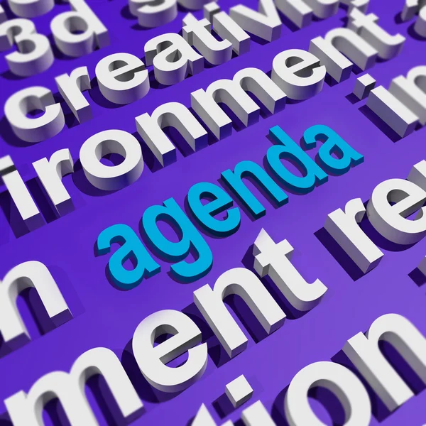 Agenda in Word Cloud zeigt Zeitplan Programm — Stockfoto