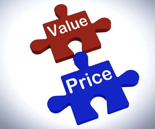 Puzzle de prix de valeur montre la valeur et le coût du produit — Photo