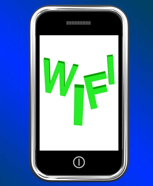 Wifi On Phone Shows Internet Hotspot Wi-fi Access Or Connection — Stock Photo, Image