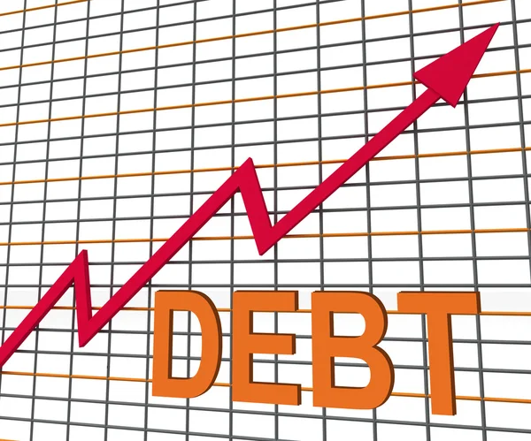 Borç graph grafiğini gösterir artış mali borçlu — Stok fotoğraf