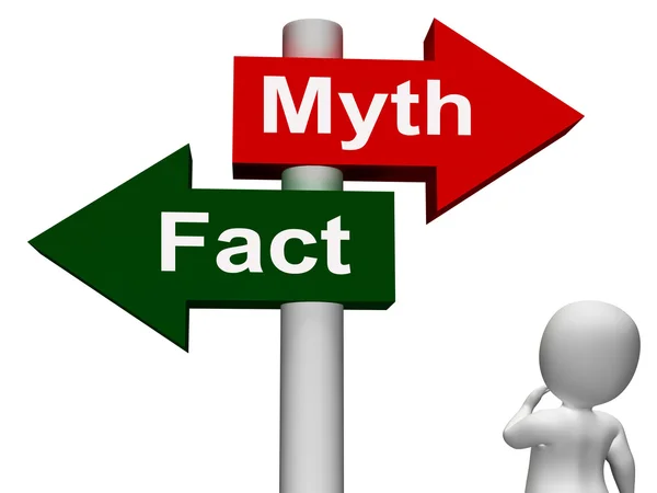 Fakt mýtus ukazatel ukazuje fakta nebo mytologie — Stock fotografie