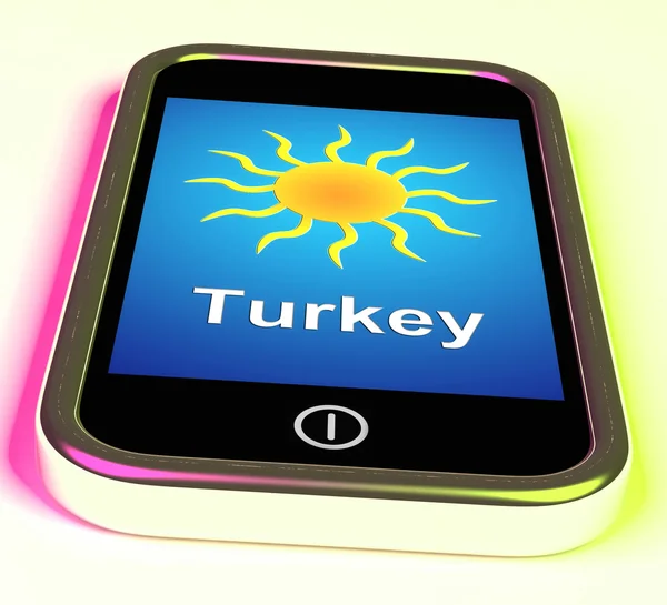 土耳其在电话上的意味着假期和晴朗的天气 — 图库照片