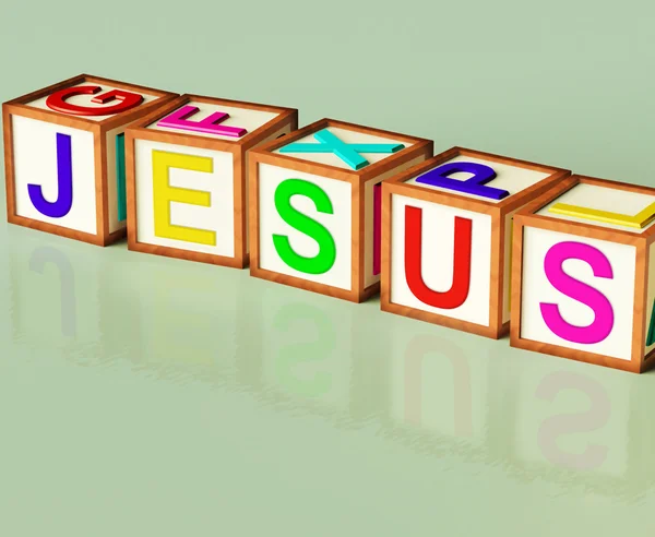 Jesus Blocks Show Son Of God And Messiah — Stock Photo, Image