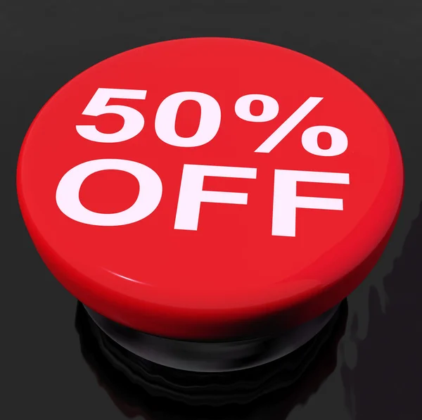 Fifty Percent Button Shows Sale Discount Or 50 Off — Stock Photo, Image