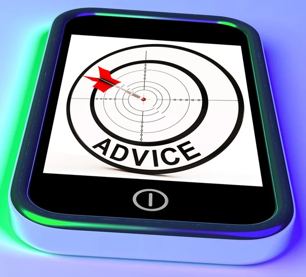 Tavsiye smartphone gösterir web ipuçları ve öneriler — Stok fotoğraf