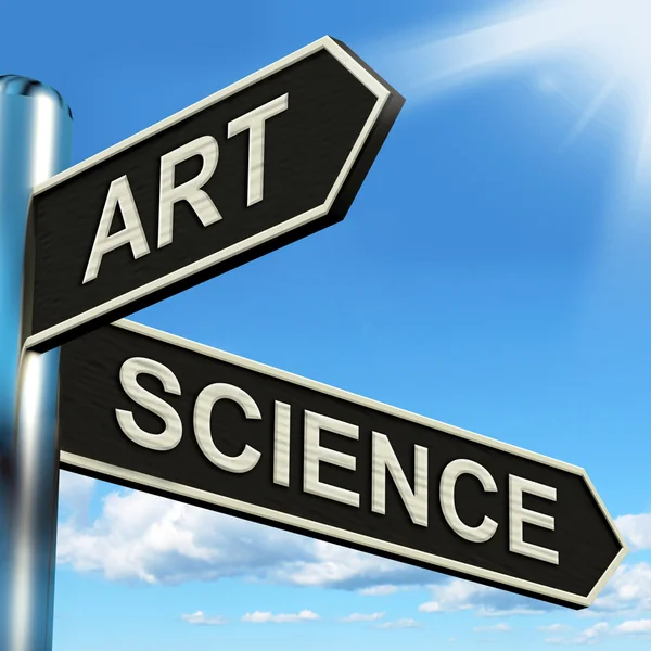 Art Science Signpost significa criativo ou científico — Fotografia de Stock