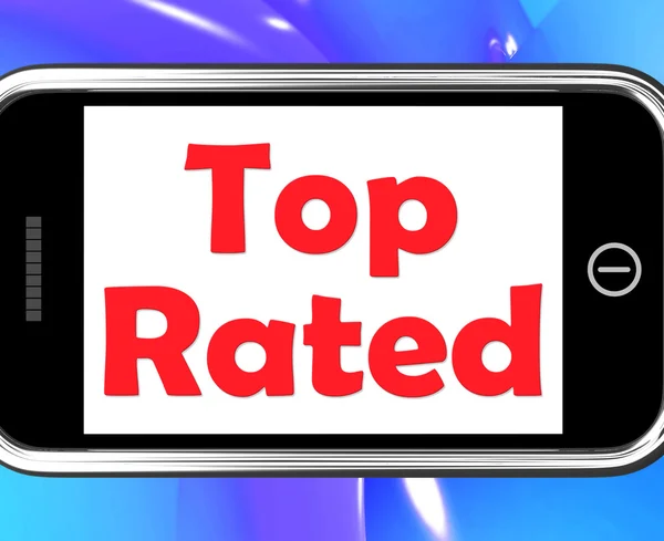 Top Rated On Phone Shows Best Ranked Special Product — Stock Photo, Image