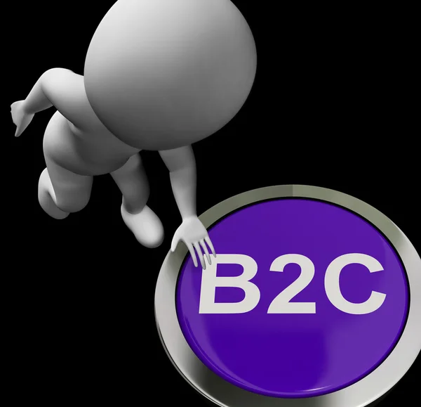 B2C Button Shows Company Customers And Trading — Stock Photo, Image