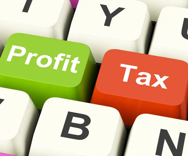 Profit Tax Keys Show Paying Company Taxes — Stock Photo, Image