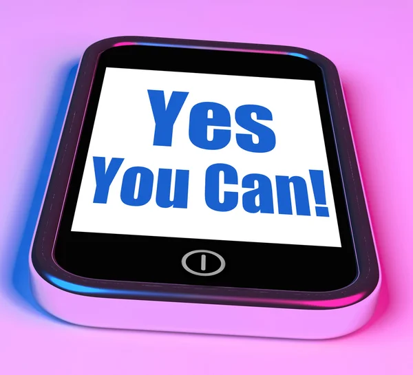 Yes You Can On Phone Shows Motivate Encourage Success — Stock Photo, Image
