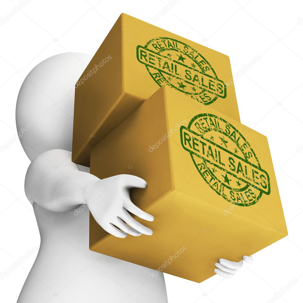 Retail Sales Boxes Mean Selling Of Products