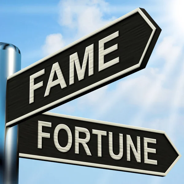 Fame Fortune Signpost Means Famous Or Prosperous — Stock Photo, Image