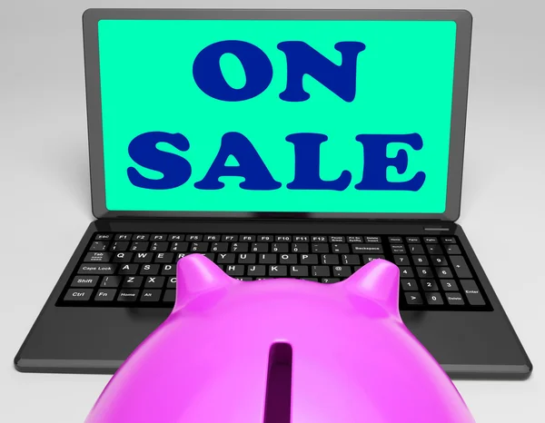 On Sale Laptop Shows Internet Discounts And Specials — Stock Photo, Image