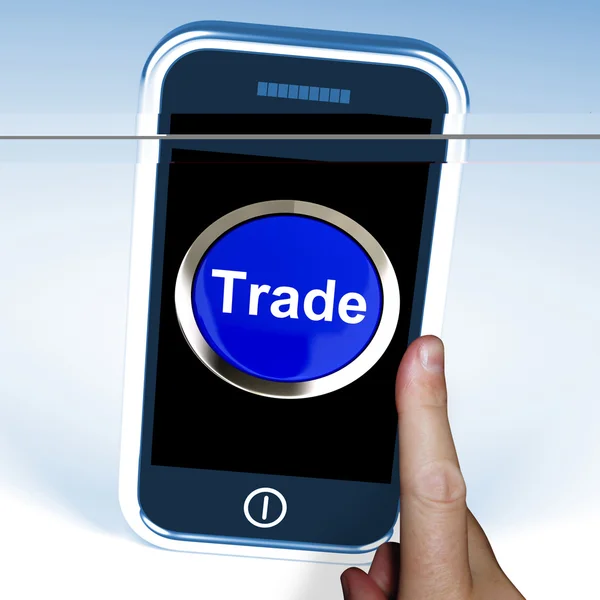 Trade On Phone Shows Online Buying And Selling — Stock Photo, Image