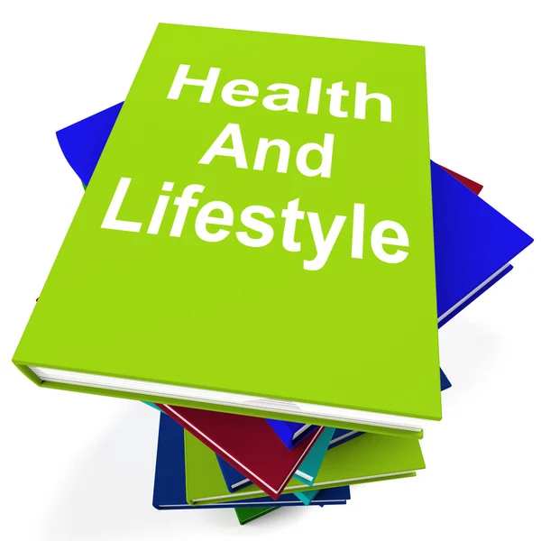 Health and Lifestyle Book Stack Shows Healthy Living — Stock Photo, Image