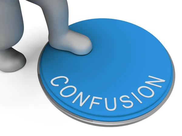 Confusion Button Shows Muddle Unclear And Unsure — Stock Photo, Image