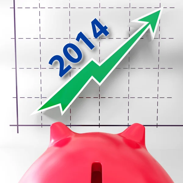 El gráfico 2014 muestra los crecientes ingresos y beneficios —  Fotos de Stock