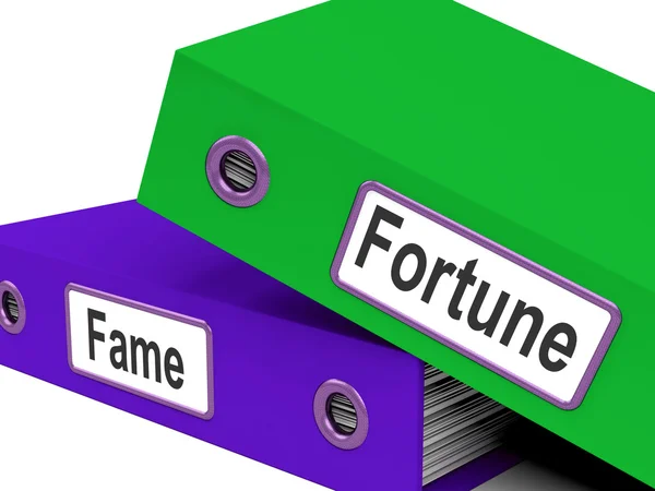 Fortune Fame Folders Mean Rich Or Well Known — Stock Photo, Image