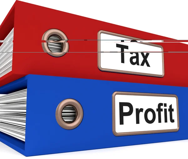 Podatek od zysku foldery Pokaż płacenia podatków od dochodu — Zdjęcie stockowe