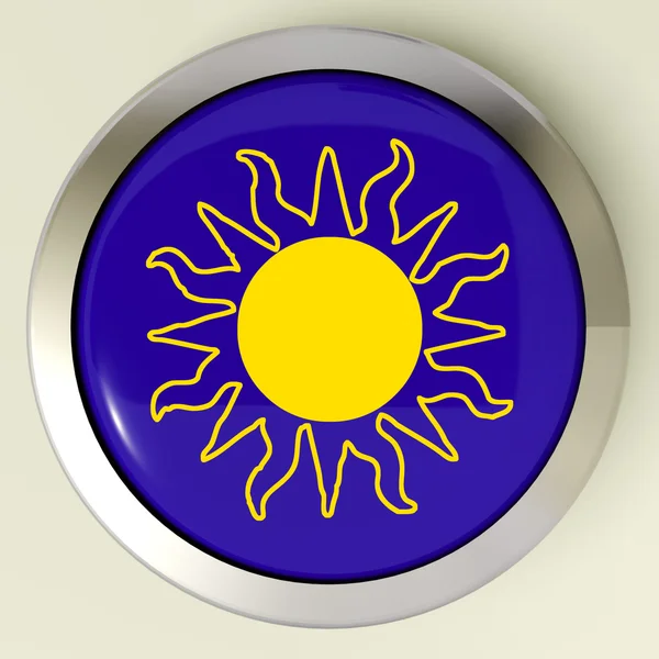 Sunny Button Means Hot Weather Or Sunshine — Stock Photo, Image