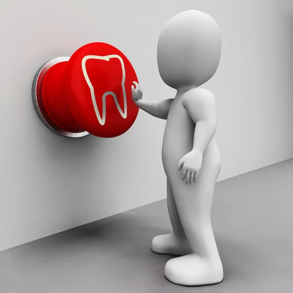 Tooth Button Means Oral Health Or Dentist Appointment — Stock Photo, Image