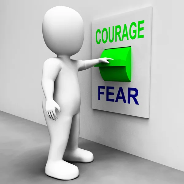 Courage Fear Switch Shows Afraid Or Courageous — Stock Photo, Image