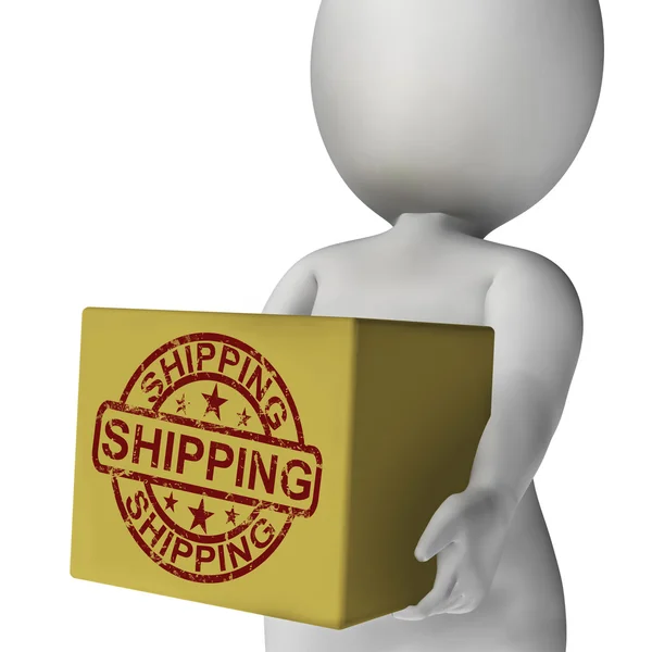 Shipping Box Means International Transport Of Goods And Products — Stock Photo, Image
