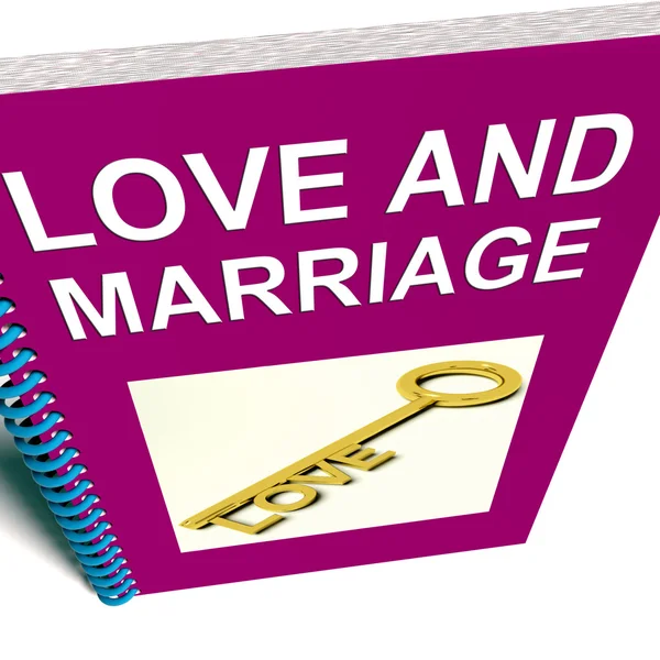 Love and Marriage Book Represents Keys and Advice for Couples — Stock Photo, Image