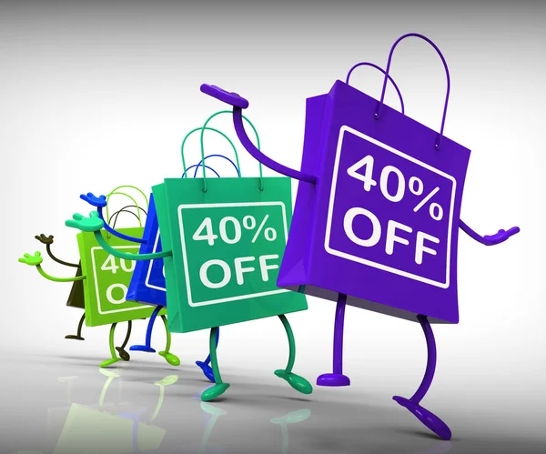Forty-Percent Off Bags Show 40 Discounts — Stock Photo, Image