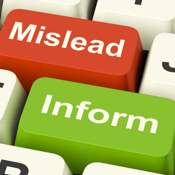 Misleiden informeren sleutels toont misleidende of informatieve advies — Stockfoto