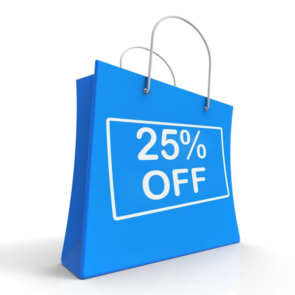 Shopping Bag Shows Sale Discount Twenty Five Percent Off 25 — Stock Photo, Image