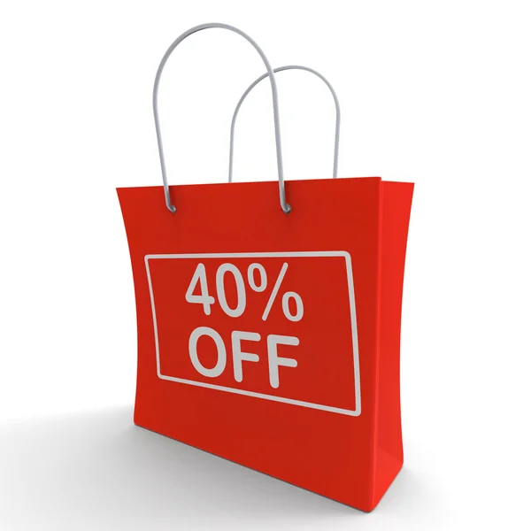 Forty Percent Off Shopping Bag Shows 40 Reduction — Stock Photo, Image