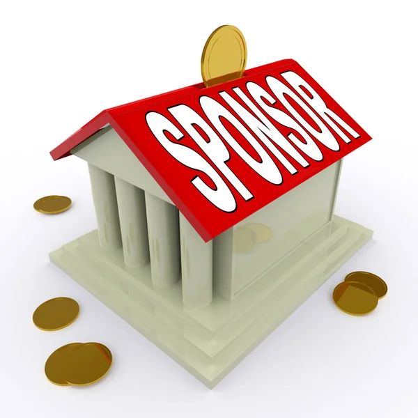 Sponsor On House Or Money Box Means Sponsoring Home — Stock Photo, Image