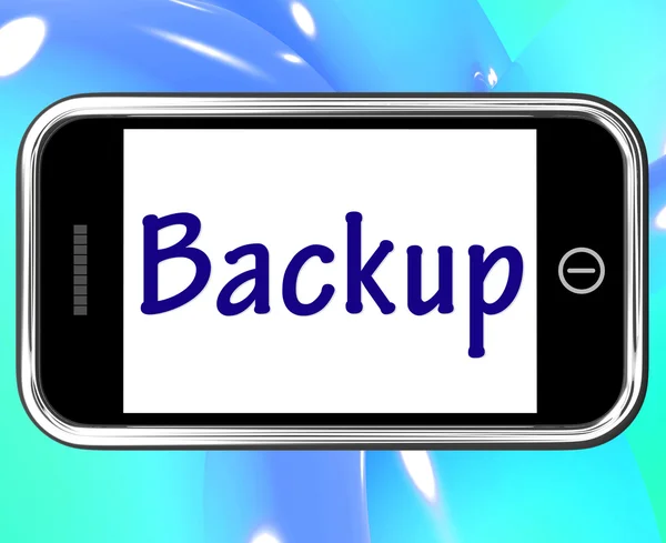 Backup Smartphone Shows Data Copying Or Backing Up — Stock Photo, Image