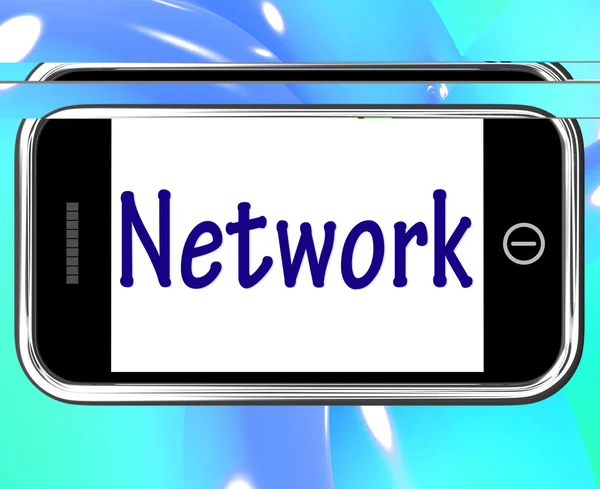 Netzwerk-Smartphone bedeutet Online-Verbindungen und Kontakte — Stockfoto