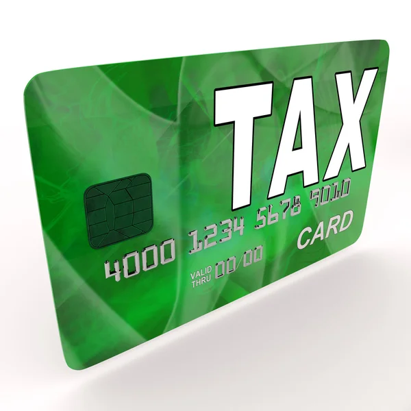 Tax On Credit Debit Card Shows Taxes Return IRS — Stock Photo, Image