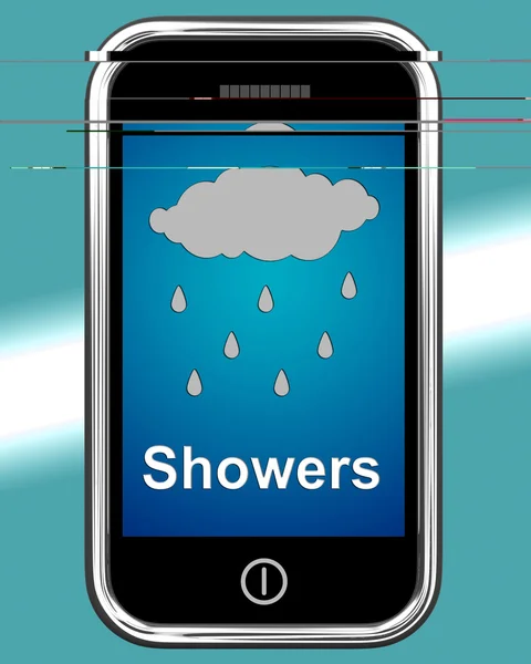 Showers On Phone Means Rain Rainy Weather — Stock Photo, Image