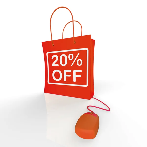 Twenty Percent Off Bag Represents Online 20 Sales and Discounts — Stock Photo, Image