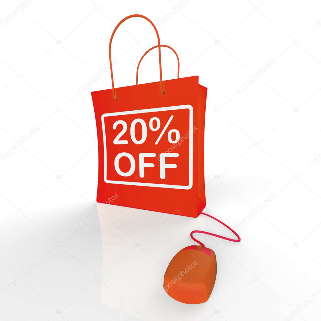 Twenty Percent Off Bag Represents Online 20 Sales and Discounts