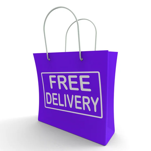 Free Delivery Shopping Bag Showing No Charge Or Gratis To Delive — Stock Photo, Image