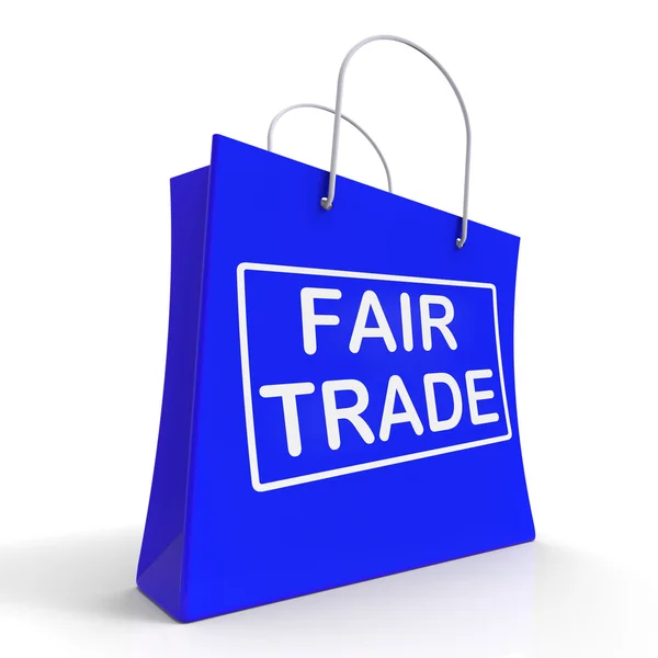 Fairtrade boodschappentas toont fair trade-product of de producten — Stockfoto