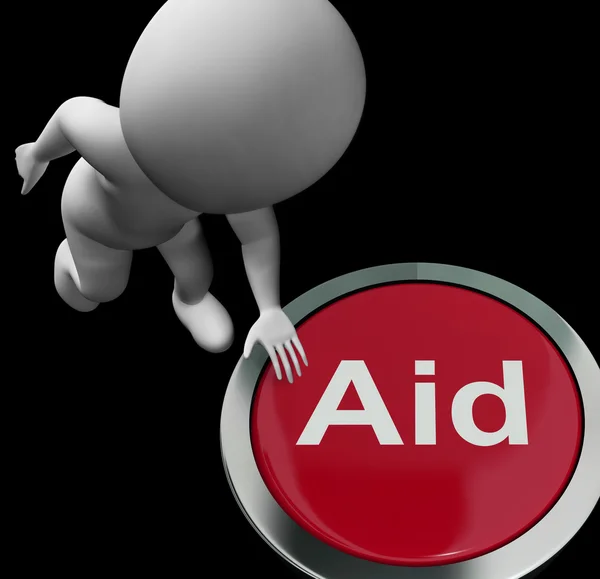 Aid Button Shows Help Support Or Treatment — Stock Photo, Image