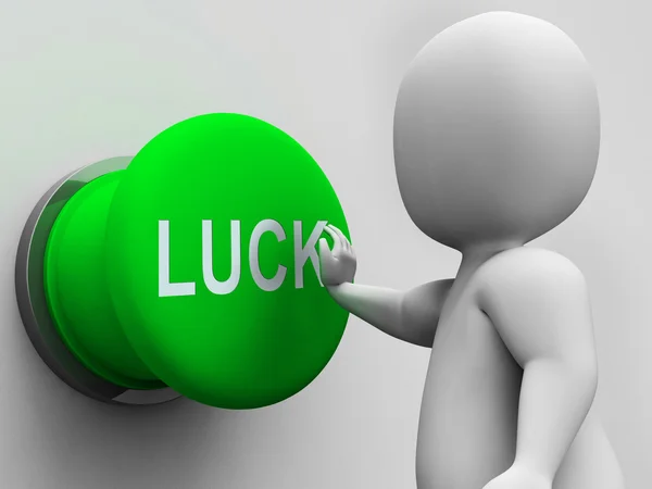 Luck Button Shows Gambling Fortunate And Risk — Stock Photo, Image