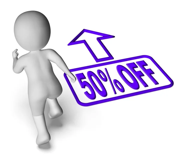 Running Character Shows Sale Discount Fifty Percent Off 50 — Stock Photo, Image